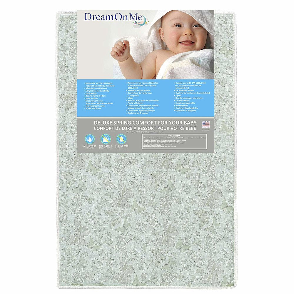 Dream On Me Little Butterflies 6 Inch 2 in 1 Foam Core Crib and Toddler Bed Mattress