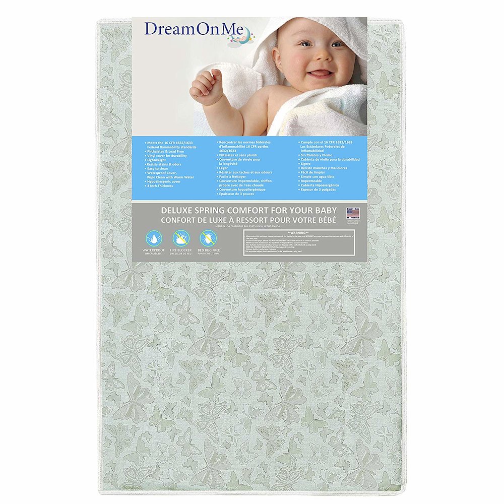 Dream On Me Little Butterflies 6 Inch 2 in 1 Foam Core Crib and Toddler Bed Mattress