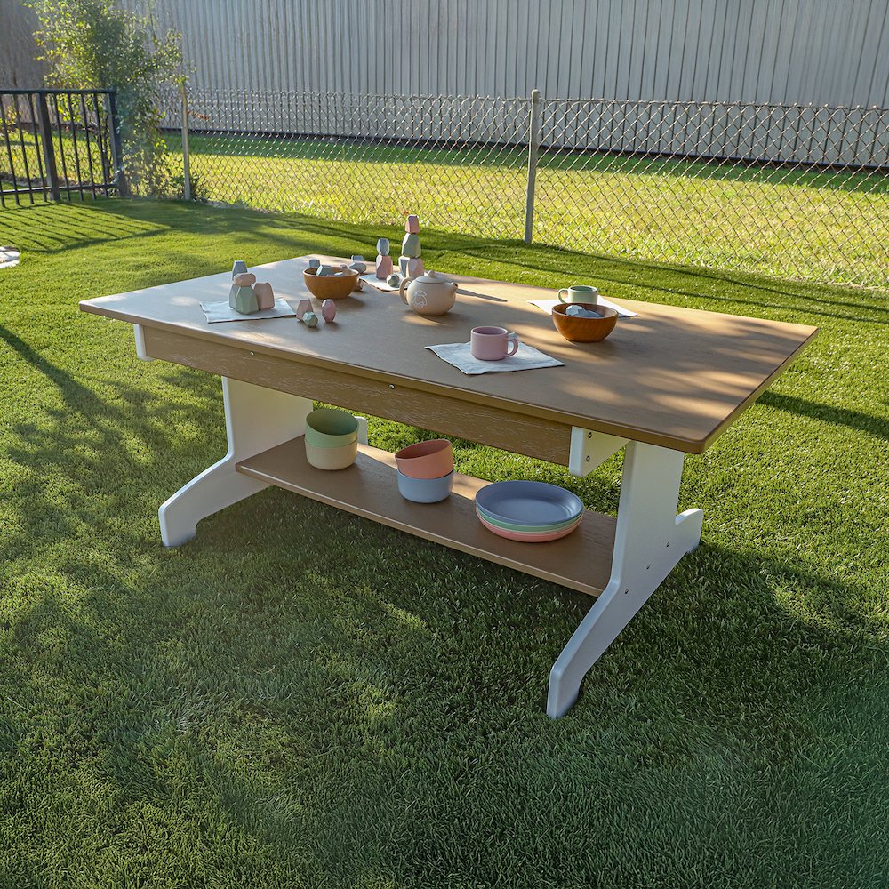 Table, Brown and White