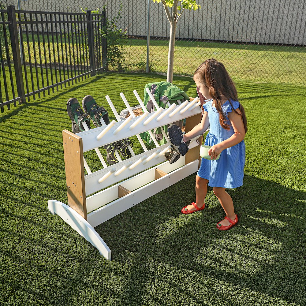 Boot Rinse Rack, Brown and White