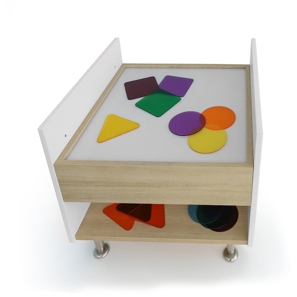 Adjustable Light Table in Brown and White Color