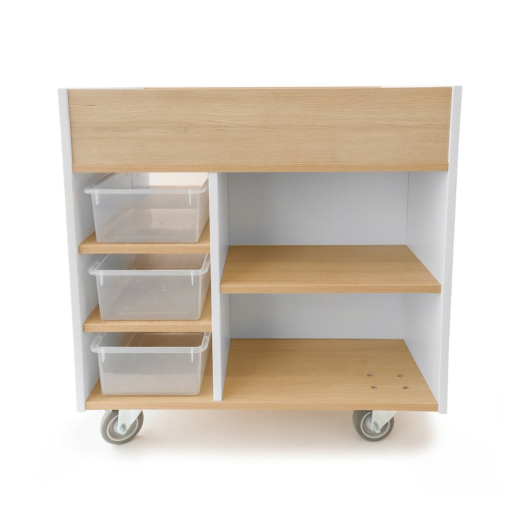 Art Supply Cart in Brown and White Color