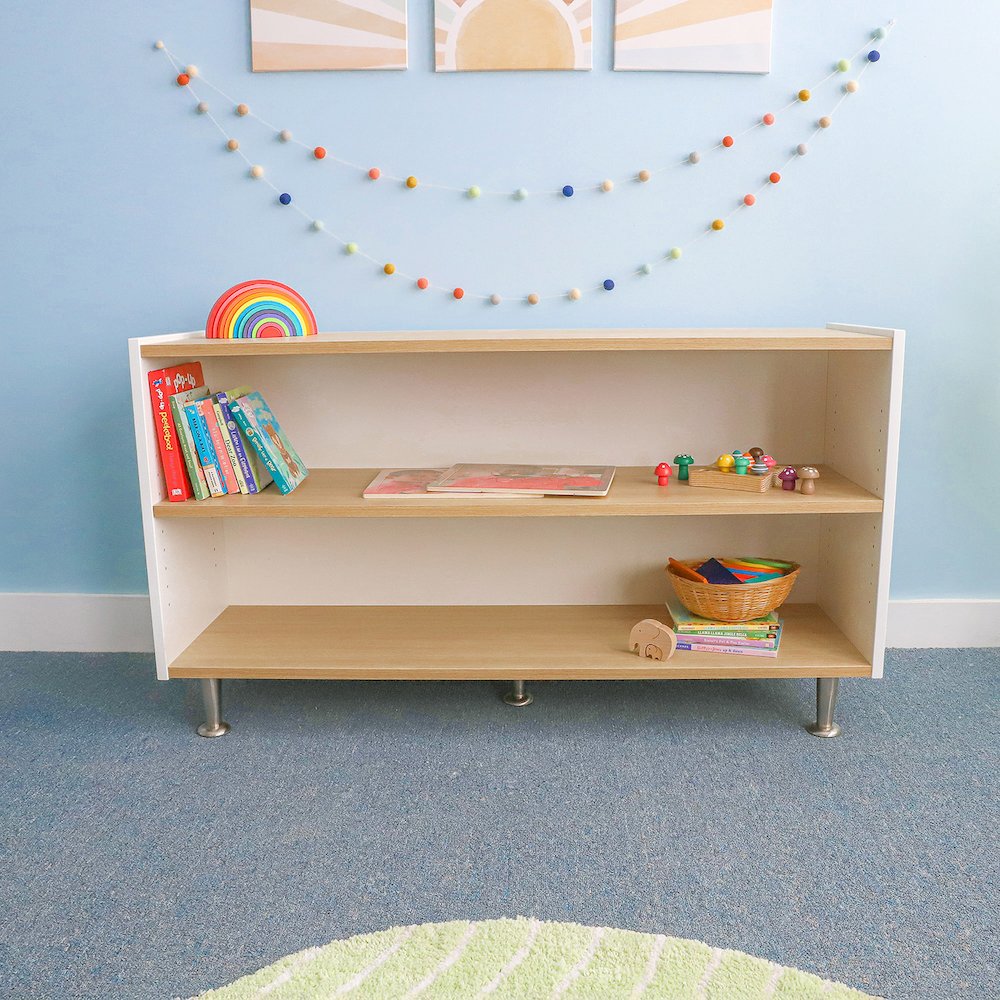 Adjustable Shelf Cabinet 27H in Brown and White Color