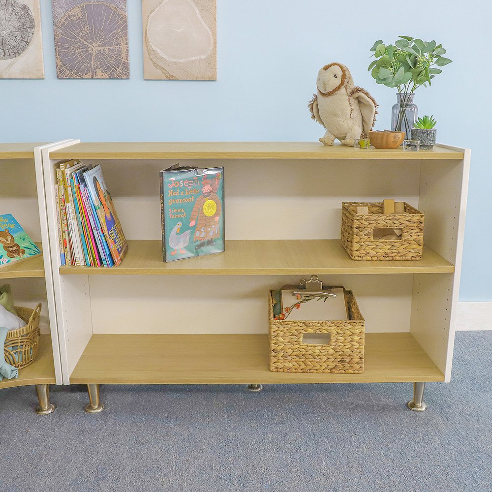 Adjustable Shelf Cabinet 33H in Brown and White Color