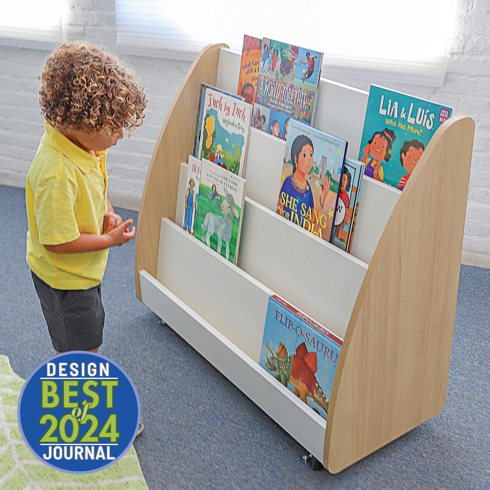 Mobile Book Display in Brown and White Color