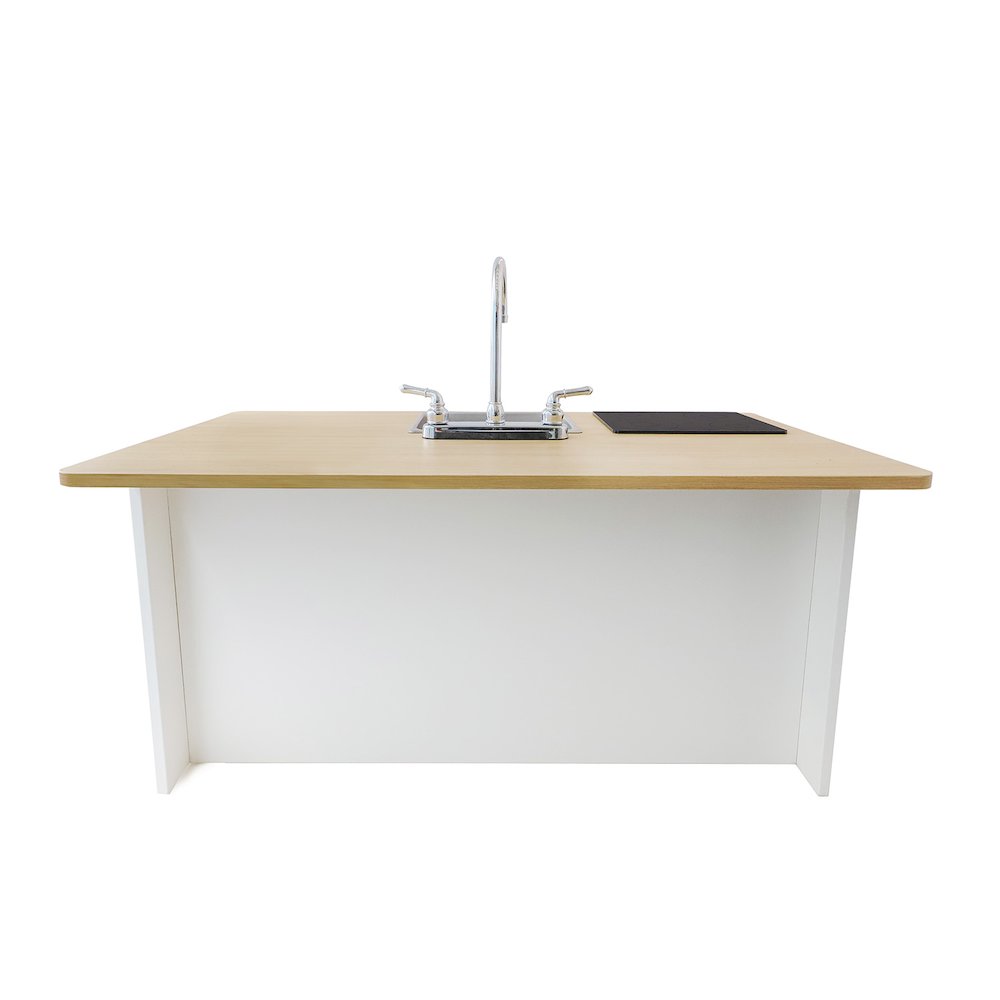 Kitchen Island Breakfast Bar in Brown and White Color