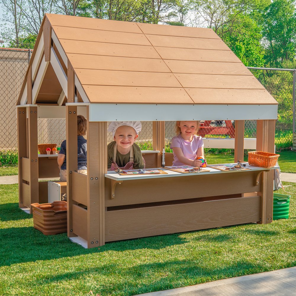 HDPE Outdoor Learning Pavilion in Brown and White Finish