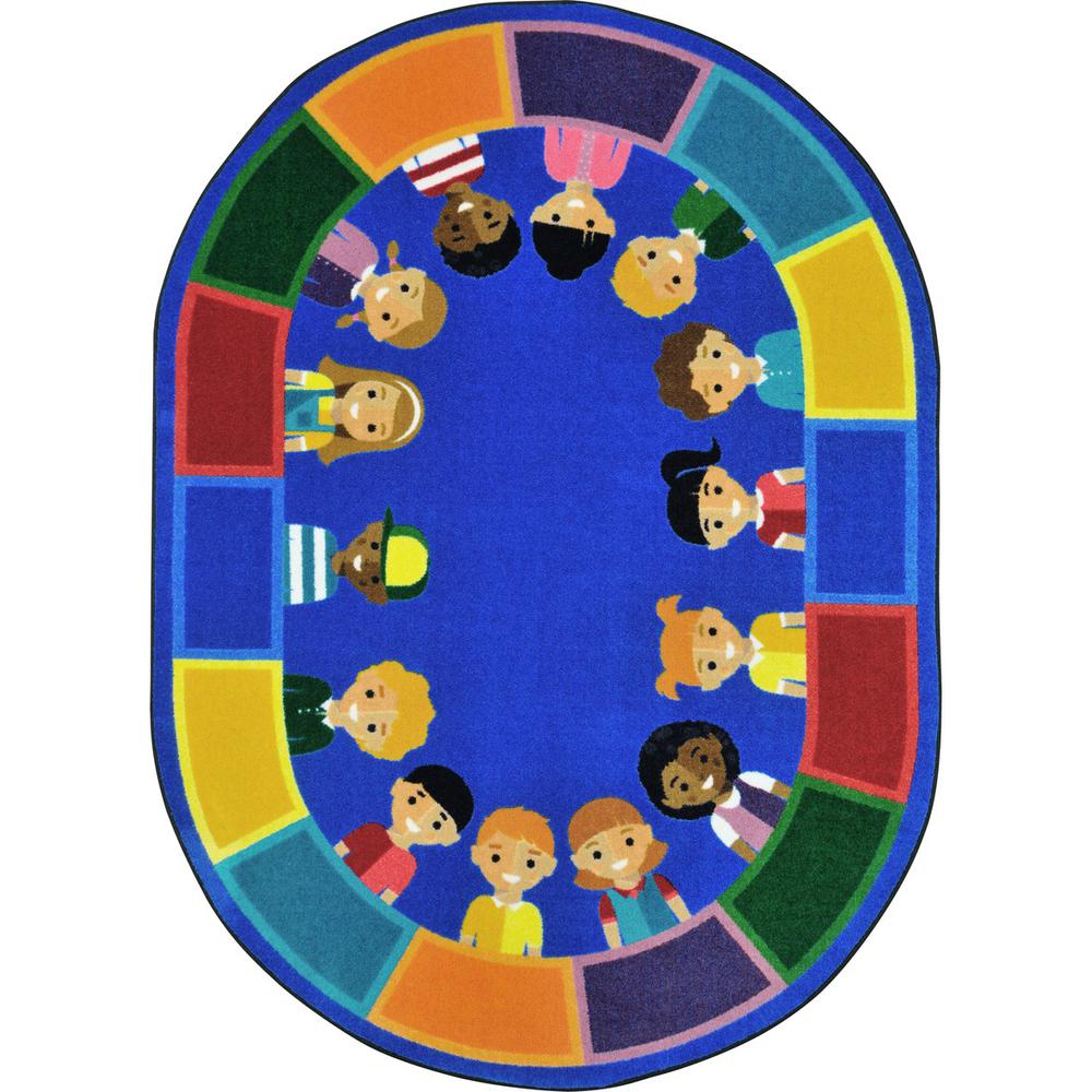 Kid Essentials All of Us Together 7'8" x 10'9" Oval Area Rug in Color Multi