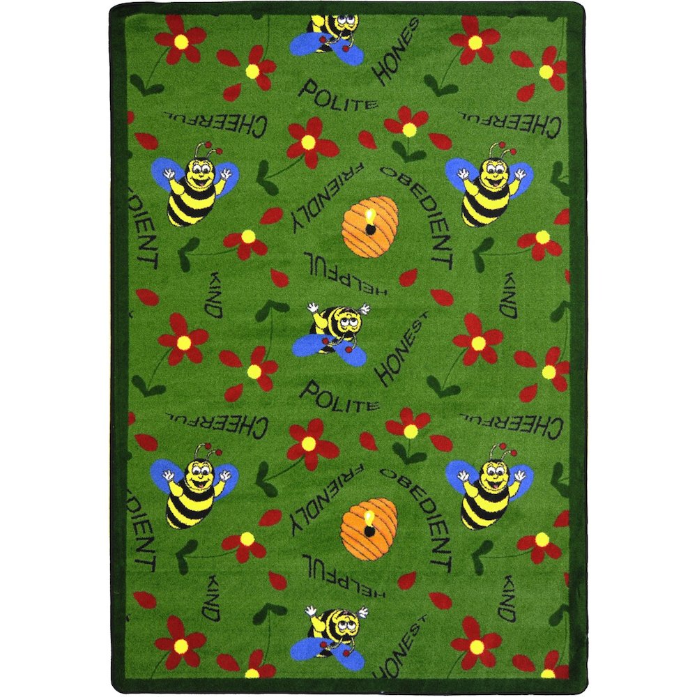 Kid Essentials Bee Attitudes 5'4" x 7'8" Area Rug in Color Green