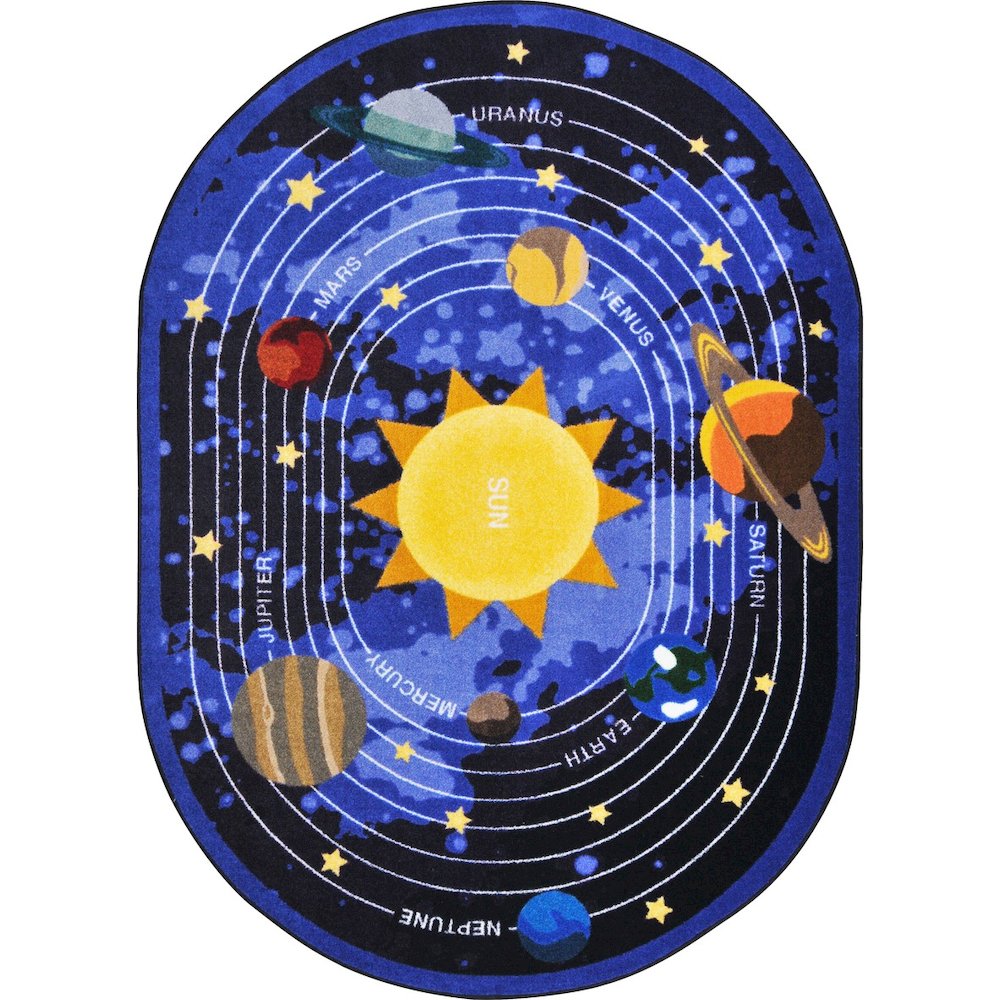 Kid Essentials Cosmic Wonders 7'8" x 10'9" Oval Area Rug in Color Black