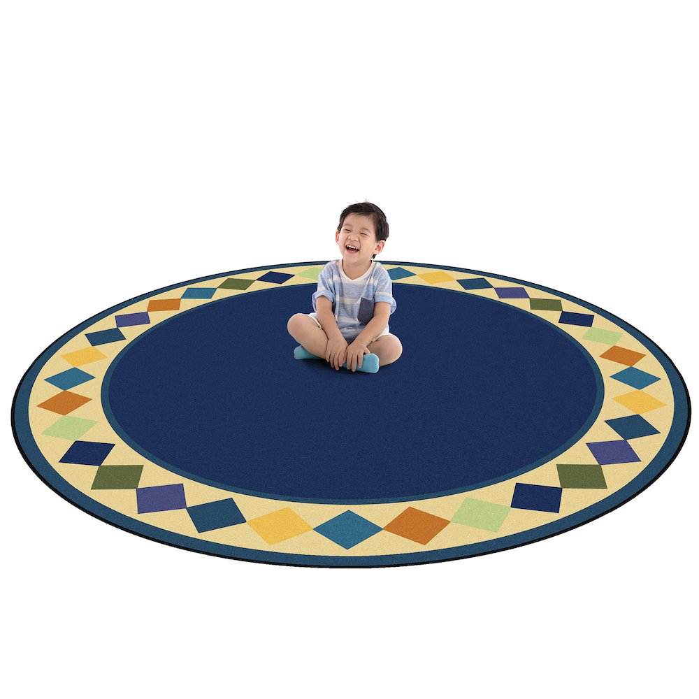 Kid Essentials Delightful Diamonds 13'2" Round Area Rug in Color Multi