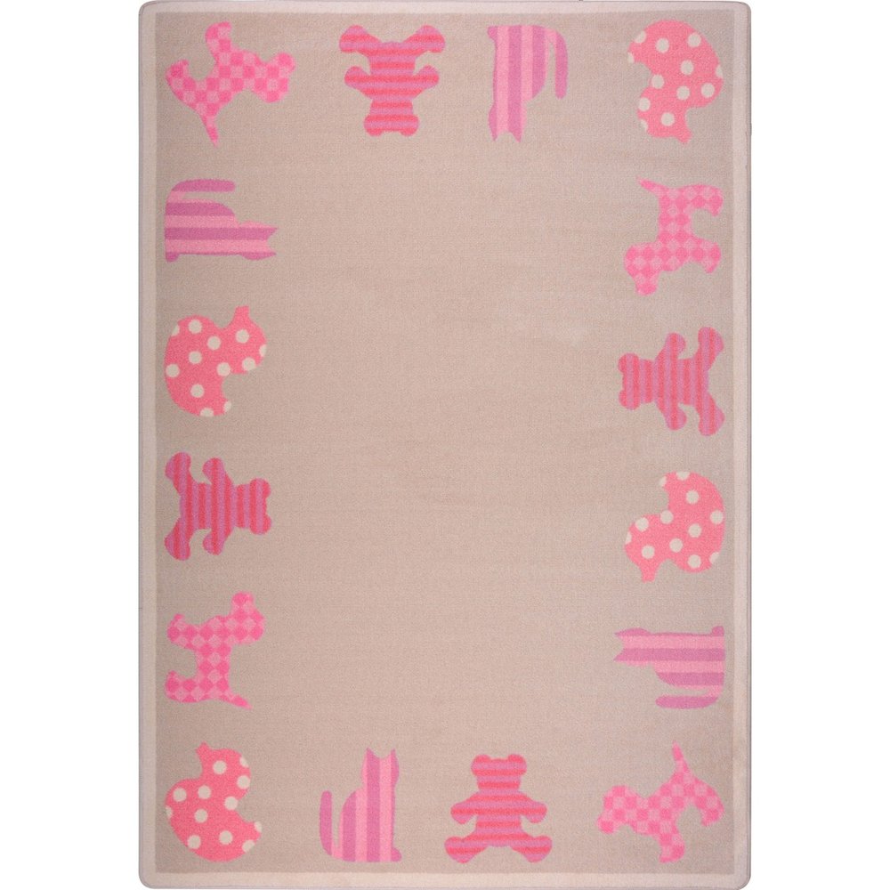 Kid Essentials Frisky Friends 5'4" x 7'8" Area Rug in Color Pink