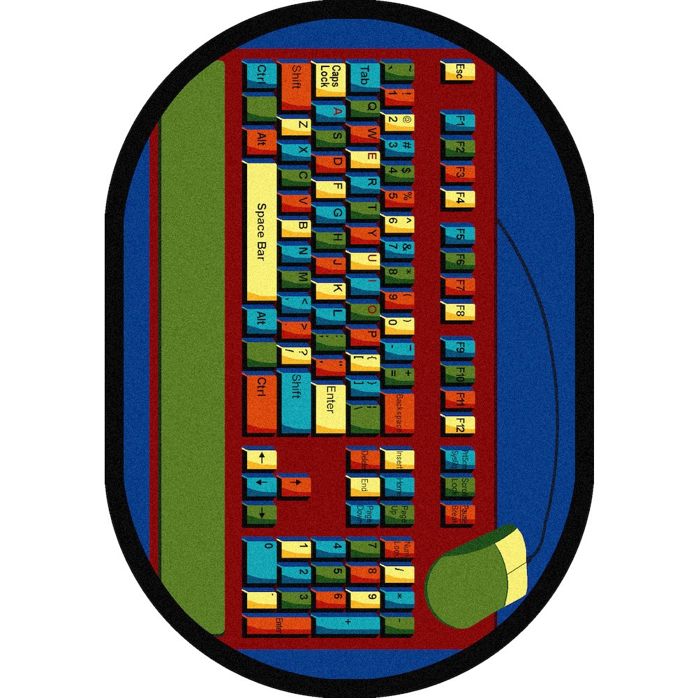 Kid Essentials Keyboard Connection 7'8" x 10'9" Oval Area Rug in Color Multi