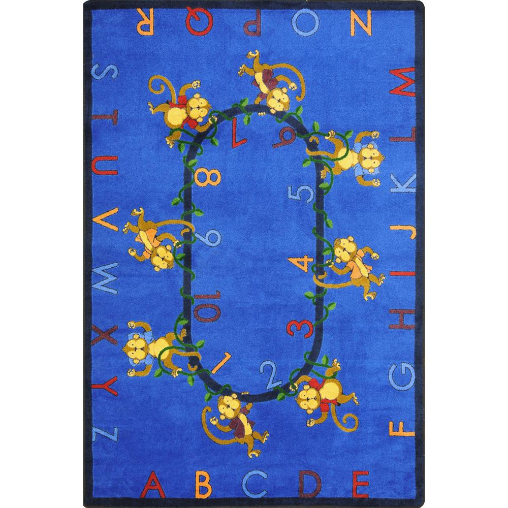 Kid Essentials Monkey Business 7'8" x 10'9" Area Rug in Color Blue