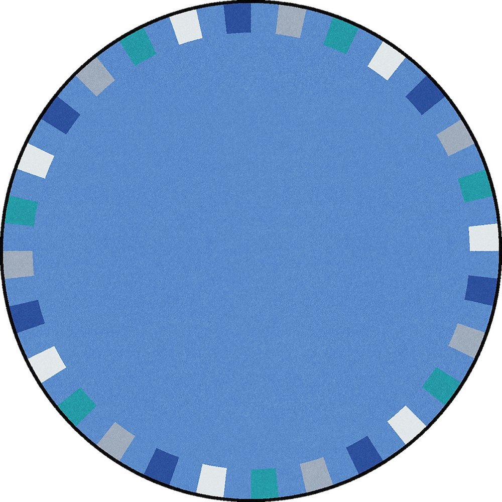 Kid Essentials On the Border 5'4" Round Area Rug in Color Softs