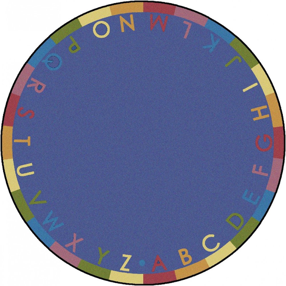 Kid Essentials Rainbow Alphabet 13'2" Round Area Rug in Color Pastel