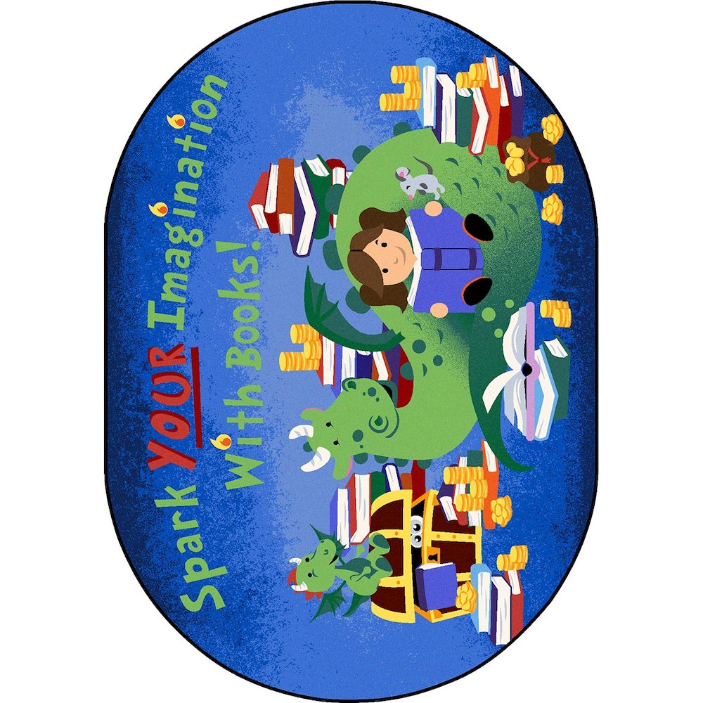Kid Essentials Reading Cave 7'8" x 10'9" Oval Area Rug in Color Multi