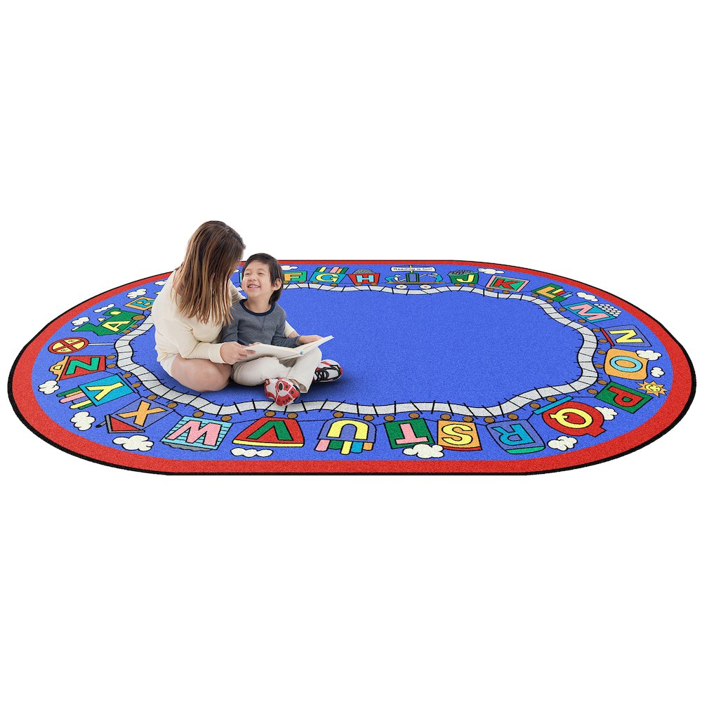 Kid Essentials Reading Train 7'8" x 10'9" Oval Area Rug in Color Multi