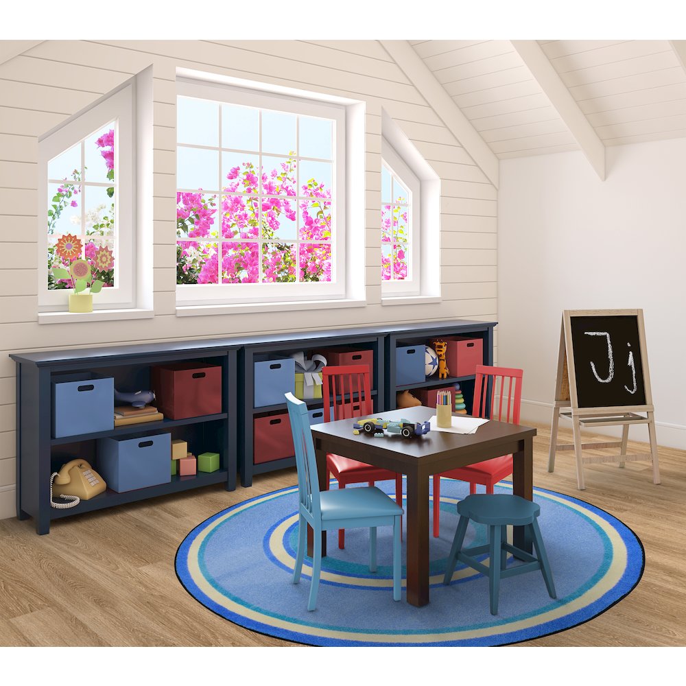 Kid Essentials Ripples 5'4" Round Area Rug in Color Boy Blue