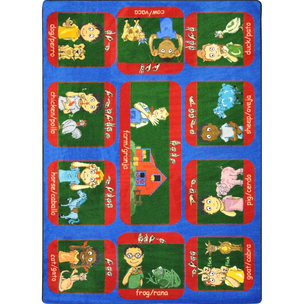 Kid Essentials Signs on the Farm 7'8" x 10'9" Area Rug in Color Multi