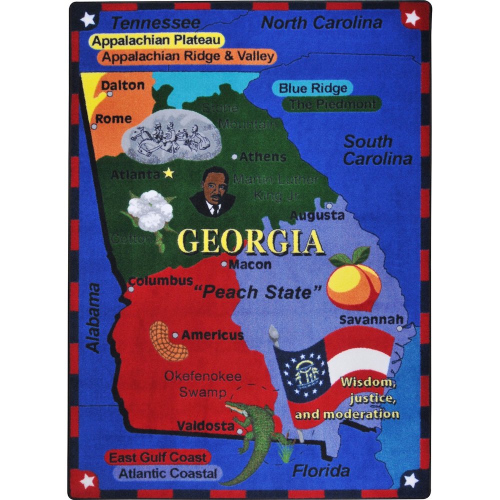 Kid Essentials State the Facts - Georgia 7'8" x 10'9" Area Rug in Color Multi