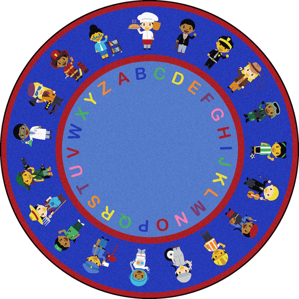 Kid Essentials We Work Together 13'2" Round Area Rug in Color Multi