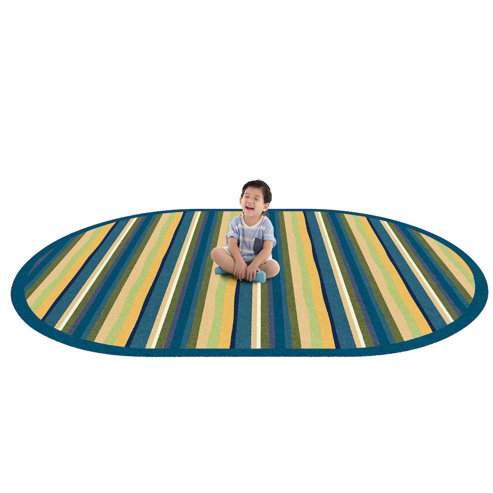 Kid Essentials Yipes Stripes 5'4" x 7'8" Oval Area Rug in Color Bold