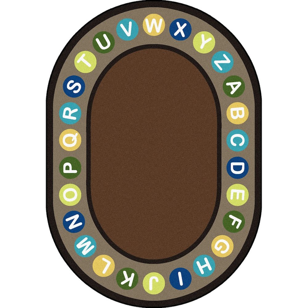 Kid Essentials Alphabet Spots 10'9" x 13'2" Oval Area Rug in Color Earthtone