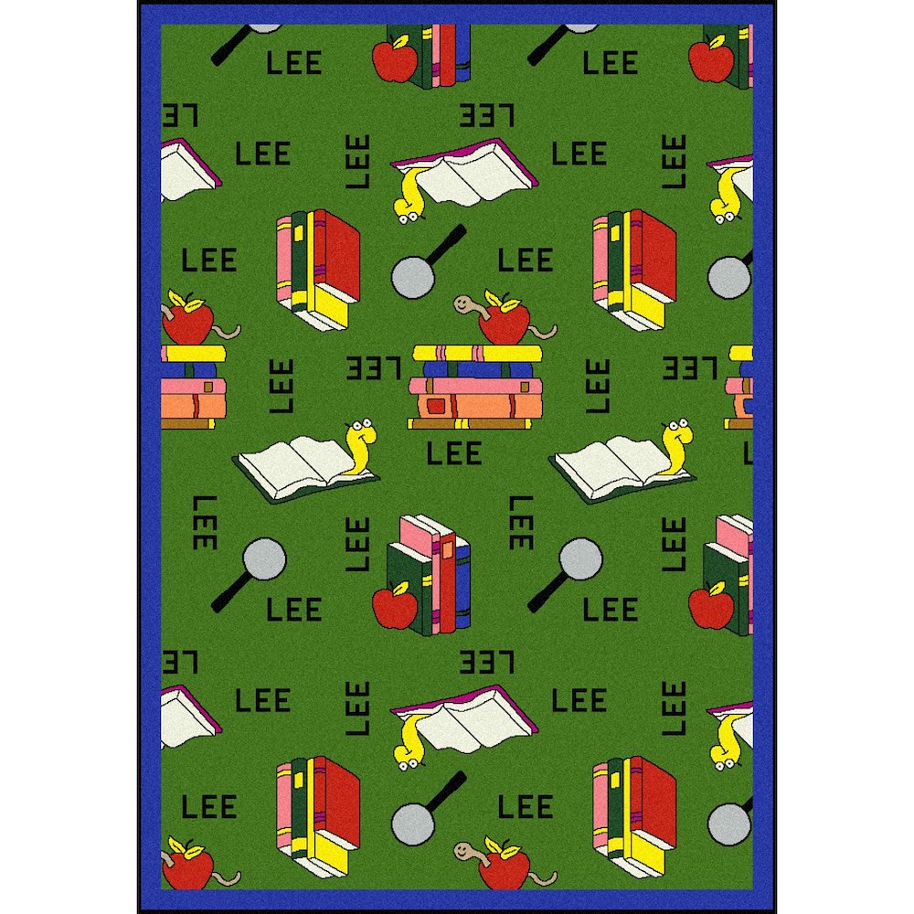 Kid Essentials Bookworm (Spanish) 7'8" x 10'9" Area Rug in Color Green
