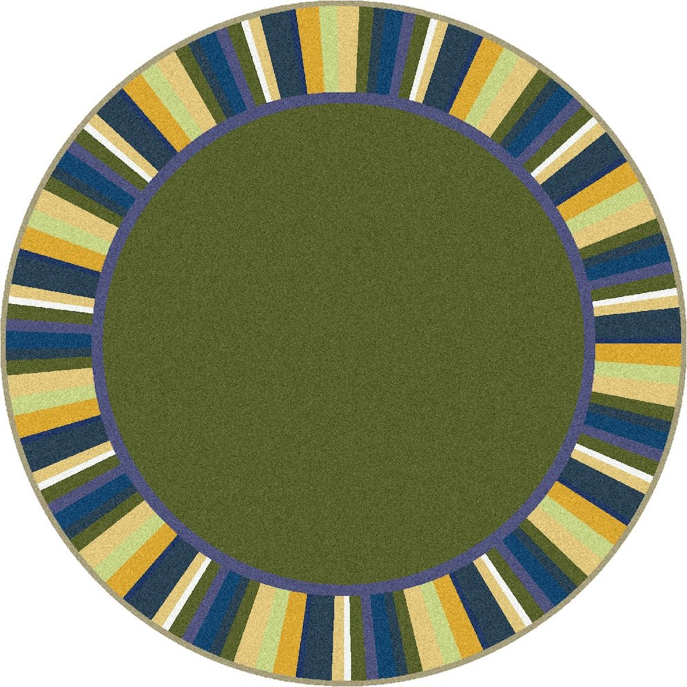 Kid Essentials Clean Green 13'2" Round Area Rug in Color Bold
