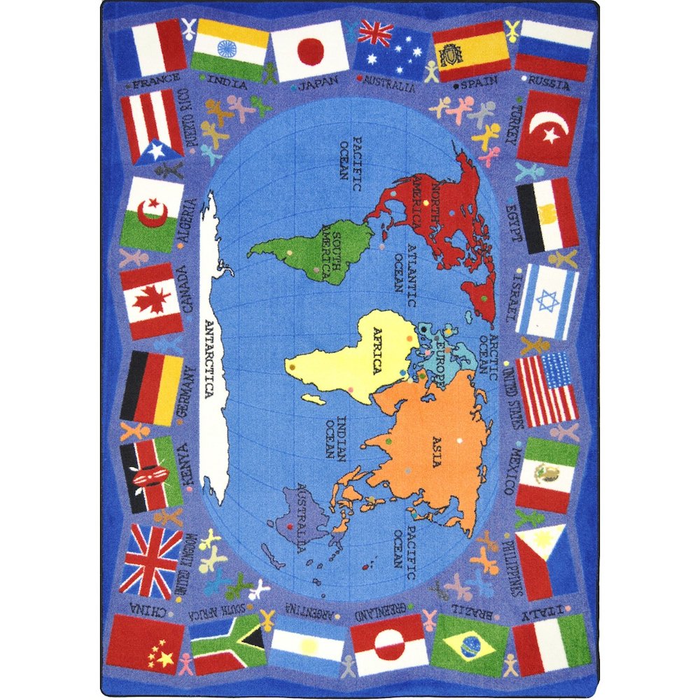 Kid Essentials Flags of the World 10'9" x 13'2" Area Rug in Color Multi