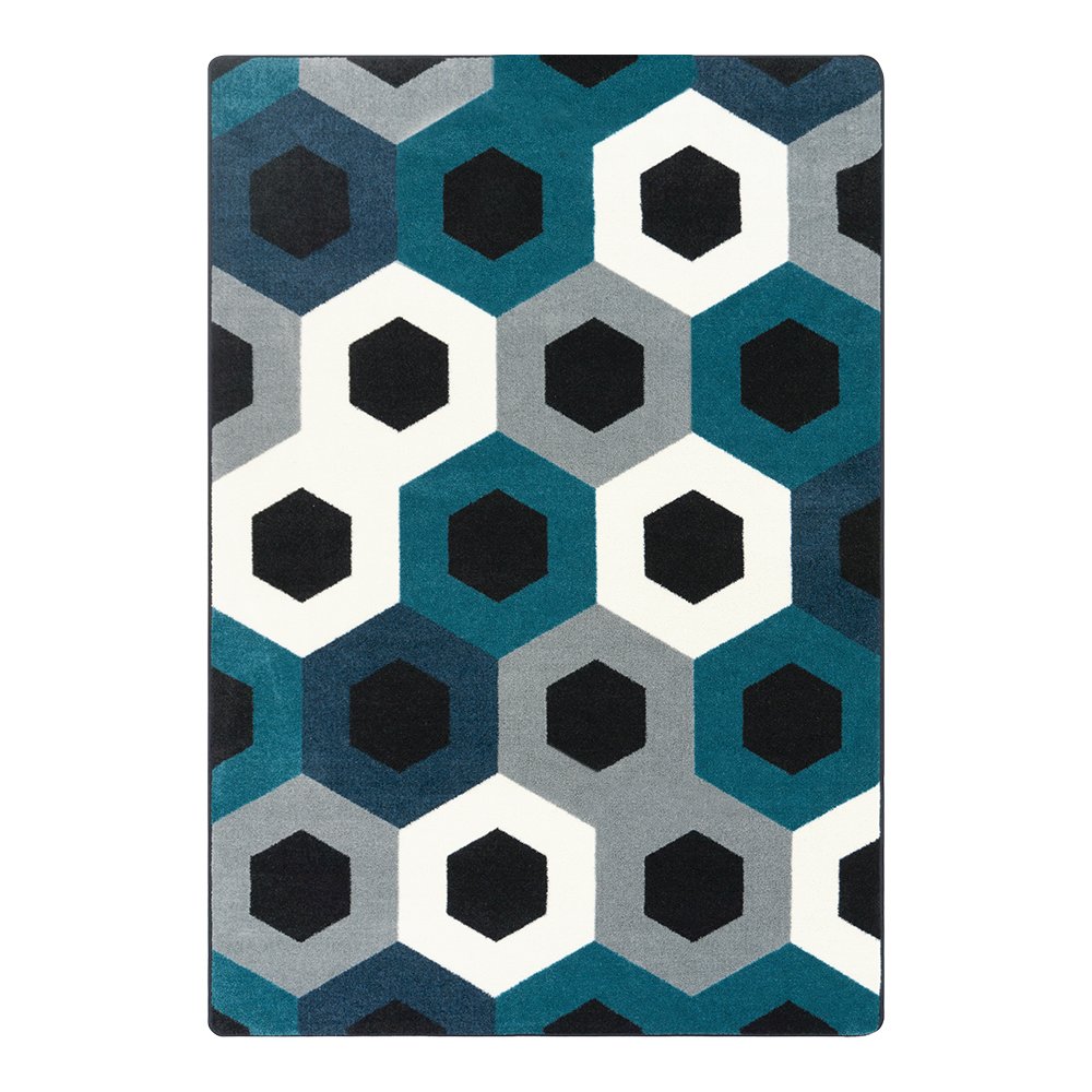 Kid Essentials Hexed 7'8" x 10'9" Area Rug in Color Sapphire