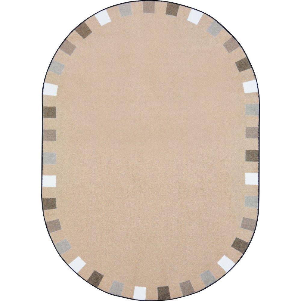 Kid Essentials On the Border 10'9" x 13'2" Oval Area Rug in Color Neutrals