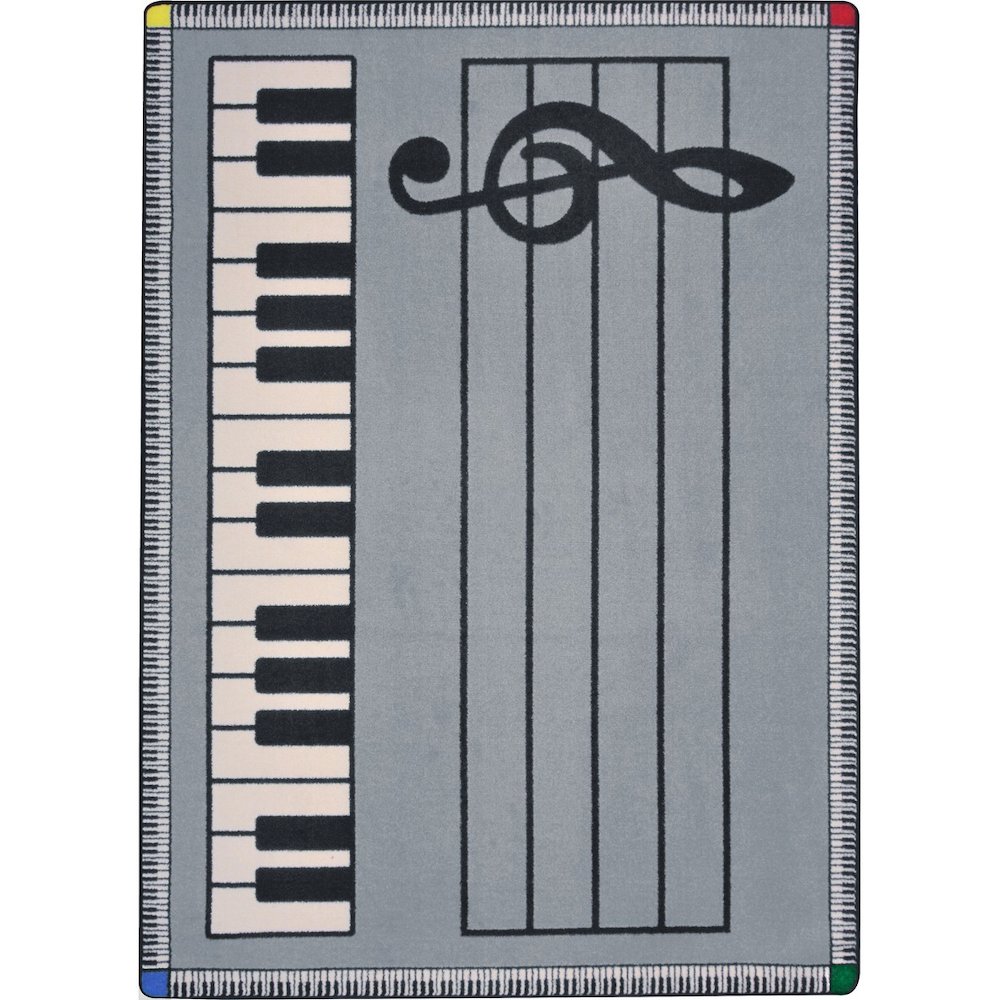 Kid Essentials Play Along 10'9" x 13'2" Area Rug in Color Gray w/ keys