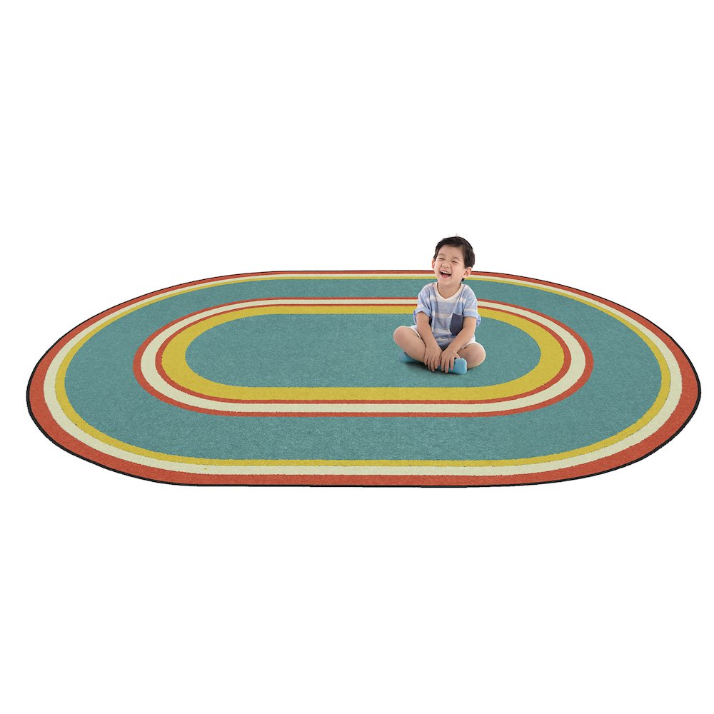 Kid Essentials Ripples 10'9" x 13'2" Oval Area Rug in Color Beach