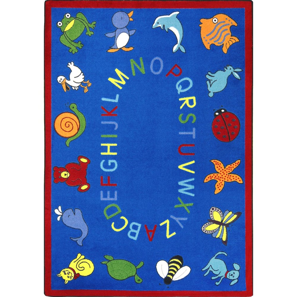 Kid Essentials ABC Animals 5'4" x 7'8" Area Rug in Color Blue
