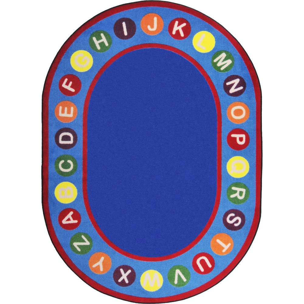 Kid Essentials Alphabet Spots 5'4" x 7'8" Oval Area Rug in Color Multi
