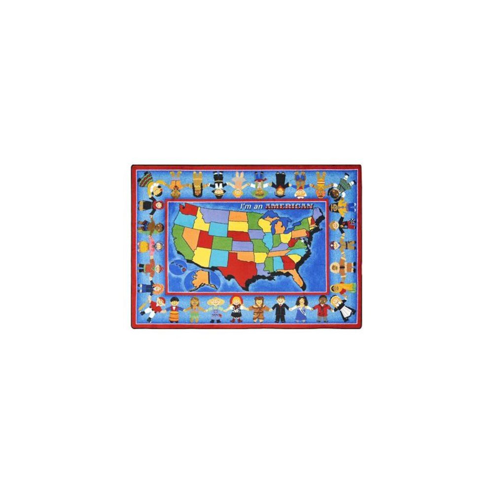 Kid Essentials I'm An American 5'4" Round Area Rug in Color Multi