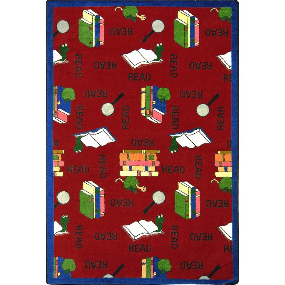 Kid Essentials Bookworm 3'10" x 5'4" Area Rug in Color Red