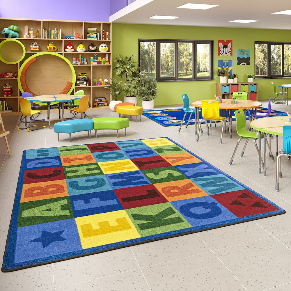 Kid Essentials Colorful Learning 5'4" x 7'8" Area Rug in Color Multi
