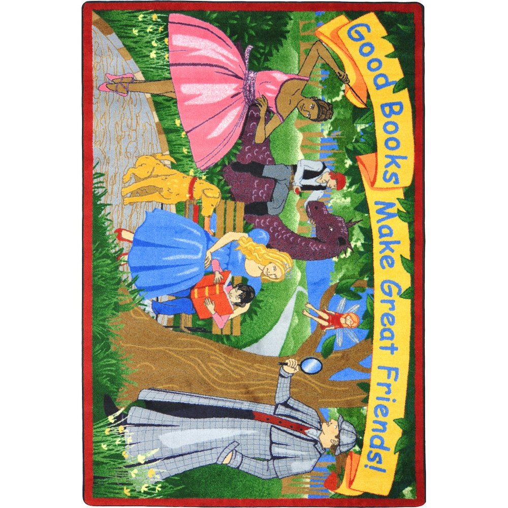 Kid Essentials Good Books Make Great Friends 5'4" x 7'8" Area Rug in Color Multi