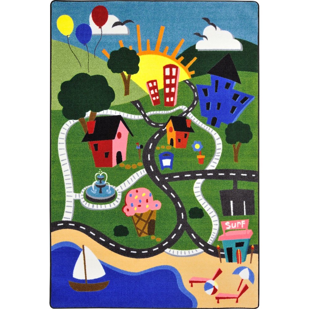 Kid Essentials Happy Town 5'4" x 7'8" Area Rug in Color Multi