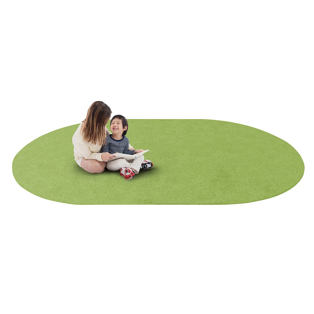 Kid Essentials Just Kidding 6' x 9' Oval Area Rug in Color Lime Green