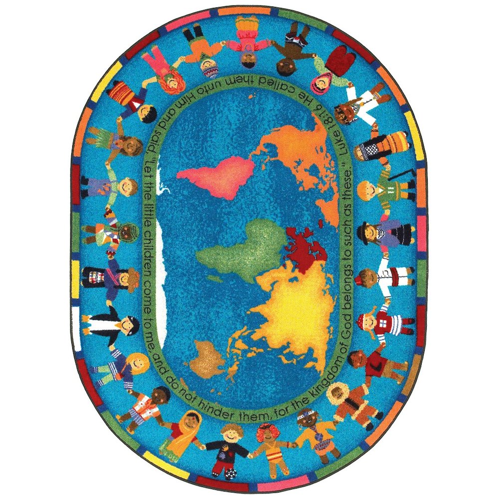 Kid Essentials Let the Children Come 5'4" x 7'8" Oval Area Rug in Color Multi