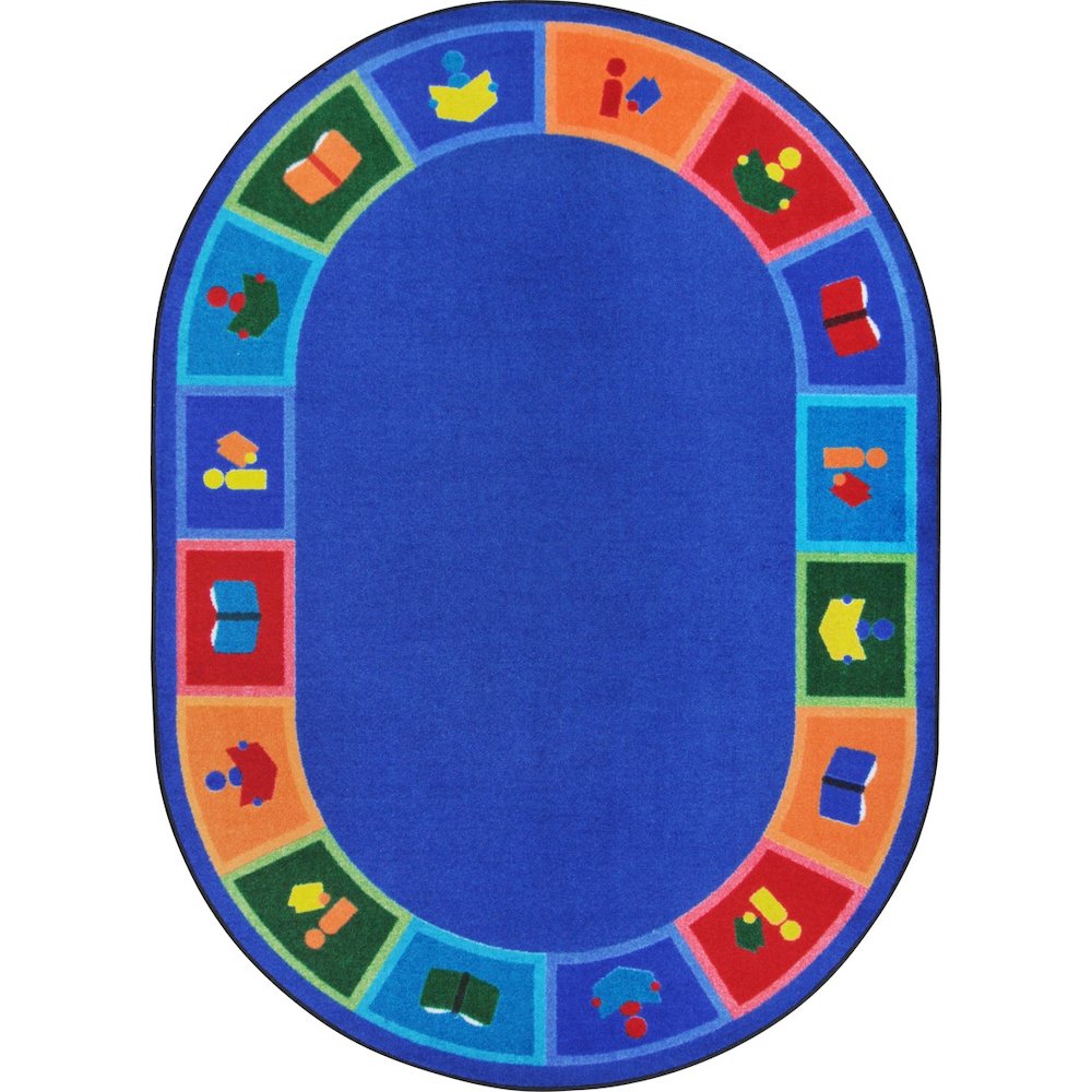 Kid Essentials Library Blocks 5'4" x 7'8" Oval Area Rug in Color Multi