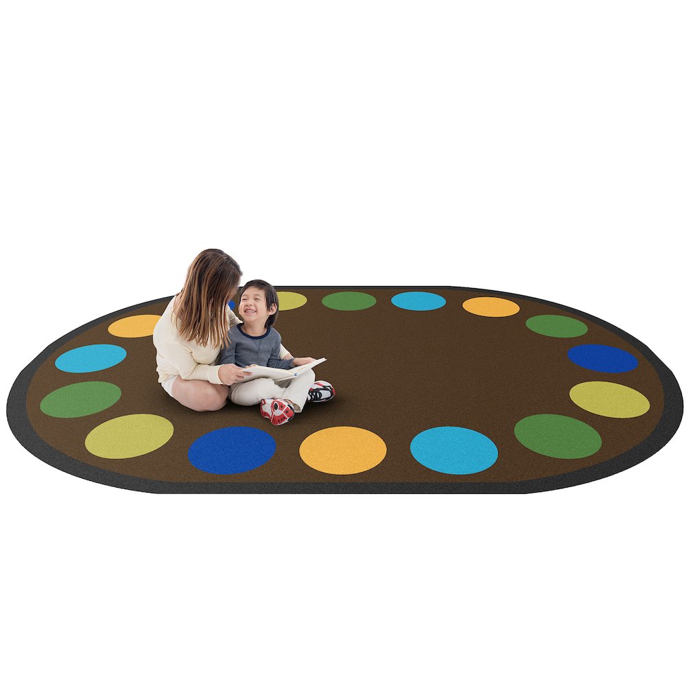 Kid Essentials Lots of Dots 7'8" x 10'9" Oval Area Rug in Color Earthtone