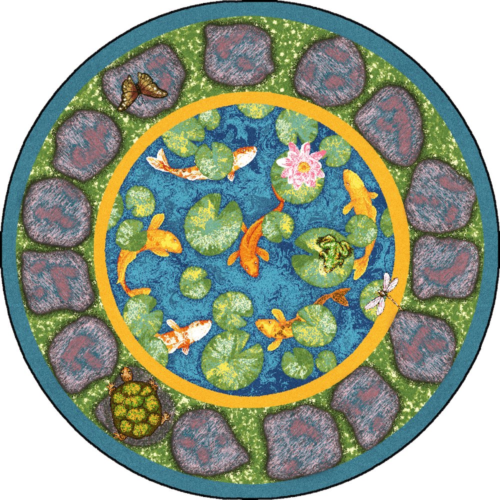 Kid Essentials Maria's Garden 7'7" Round Area Rug in Color Multi