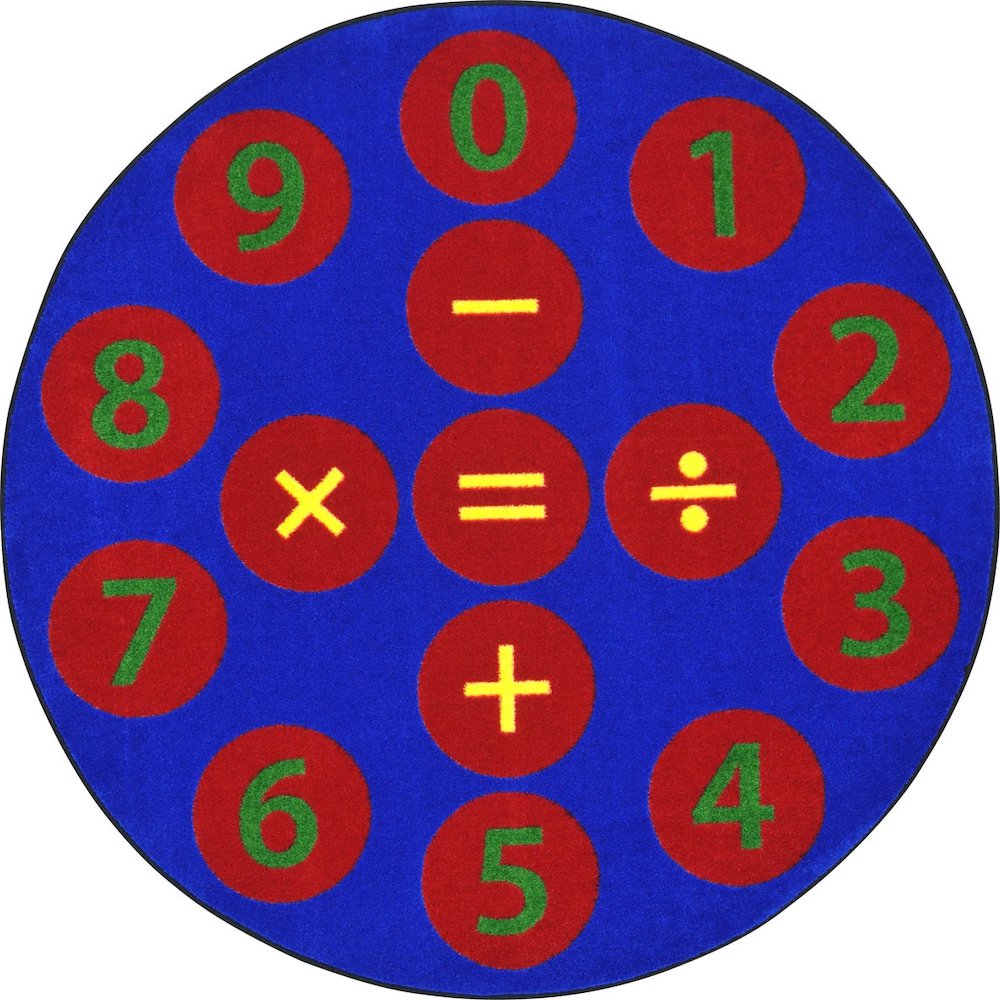Kid Essentials Number Jumpers 7'7" Round Area Rug in Color Multi