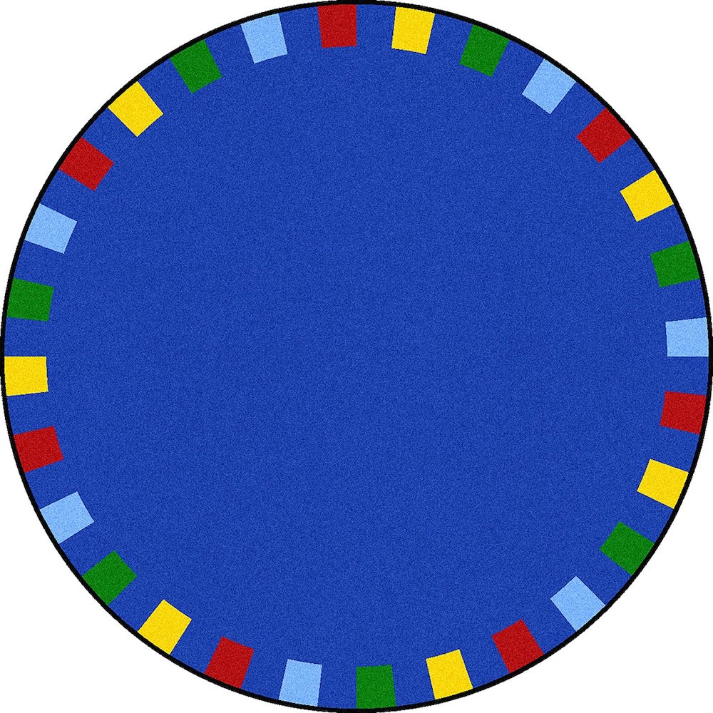 Kid Essentials On the Border 7'7" Round Area Rug in Color Brights