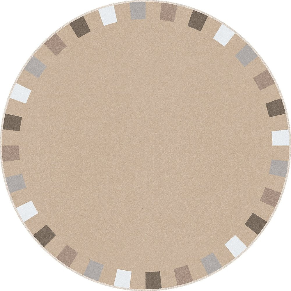Kid Essentials On the Border 7'7" Round Area Rug in Color Neutrals